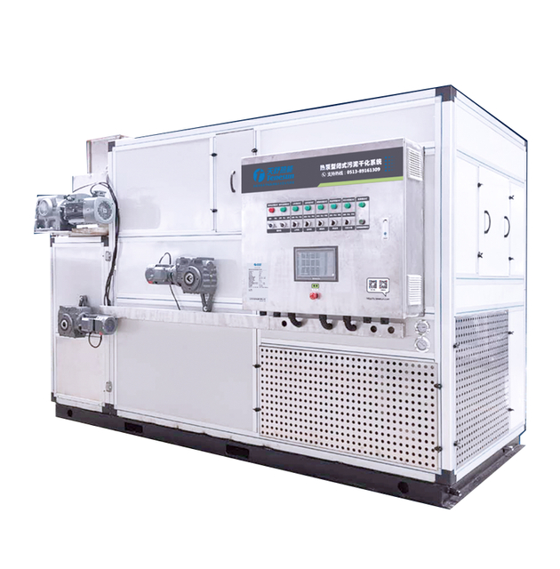 Heat Pump Closed Belt-Type Sludge Dryer with PLC Gearbox Motor SUS316L Material Rotary Drying Equipment Water Cooling